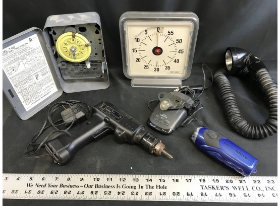 T101 Intermatic Timer, Timer Clock, Radar Detector, Flashlights, Drill
