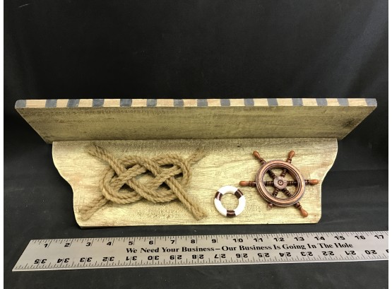 Small Nautical Wood Shelf, 17 Inches Long
