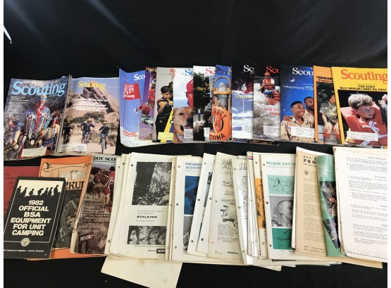 Various Vintage Boy Scout Paperwork And Scouting Magazines