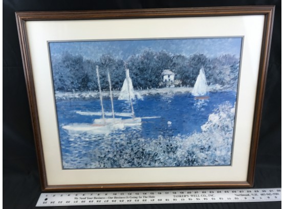 Framed Print Of Sailboats On Lake