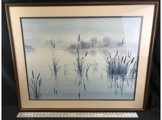 Large Framed Print, Cat Tails In Water,  39 Inches Long By 32 Inches High