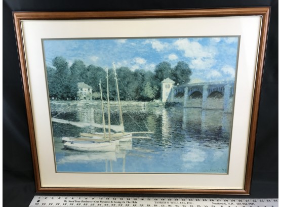 Large Print Of Sailboats On Water With Bridge, Monet, 26 X 32