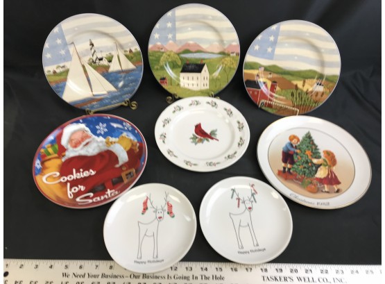 Lot Of Decorative Plates, Warren Kimble America The Beautiful, Christmas Holiday