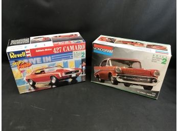 Vintage Car Models, Revell 427 Camaro, Monogram 57 Chevy Hardtop, Lot A, See Pics