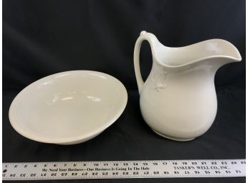 Large Vintage Or Antique  Pitcher And Bowl, See Pics