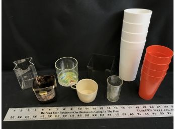 Lot Of Plastic Containers And Cups, Goff Cup