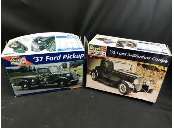 Vintage Car Models, Revell 32 Ford Three Window Coupe, 37 Ford Pick Up, Lot C, See Pics