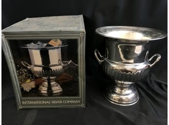 International Silverplated Champagne Cooler, 9 1/4 Inches Tall With Box