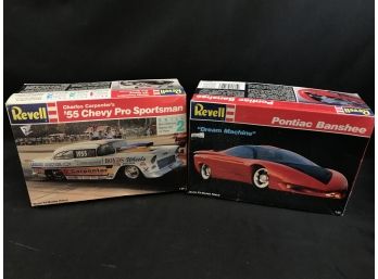 Vintage Car Models, Revell Pontiac Banshee And 55 Chevy Pro Sportsman, Lot B, See Pics