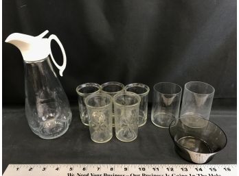 Lot Of Glassware,, Glasses, Bowl, Pitcher
