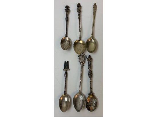 6 Souvenir Spoons Unknown Metal