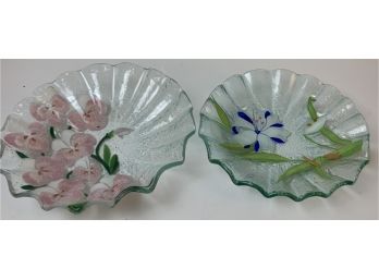 Two Glass Handpainted Bowls