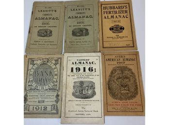 6 Antique Almanacs 1900-1917
