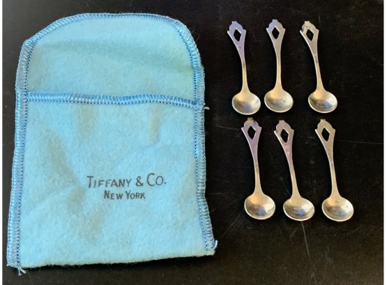 6 Miniature  Sterling Spoons / Tiffany & Co. Bag