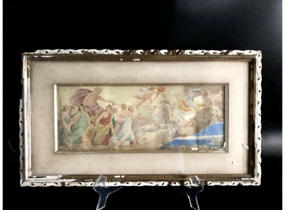 Antique Chariot Scene Watercolor In Antique Frame