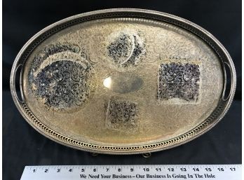 Silver Plated Tray, Made In England, Approximately 17 X 11