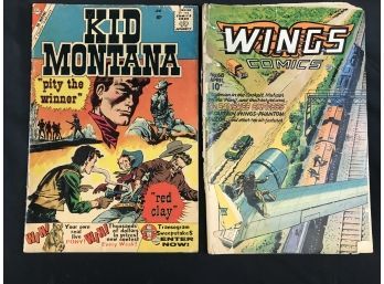 Kid Montana June 1960, Wings Comics April 1946, Poor Condition, See Pics, B