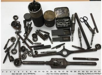 Lot Of Assorted Machinist Tools, Taps And Dies, Drill Bits