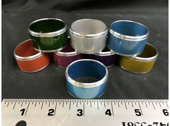 8 Beautiful Showy Metal Napkin Rings With Colored Bands