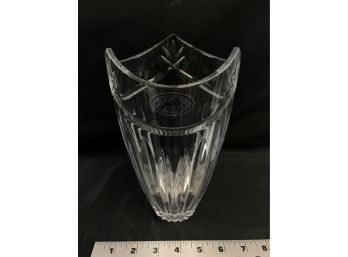 Julia Hand Cut, Mouth Blown, 24 Percent Lead Crystal Vase, Made In Poland, 9 Inches Tall