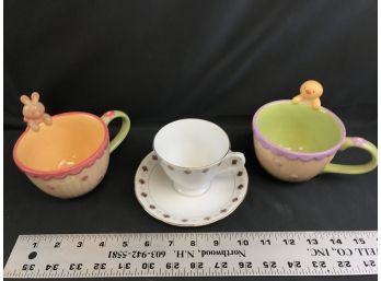 2. Bunny Mugs, Tea Cup And Saucer