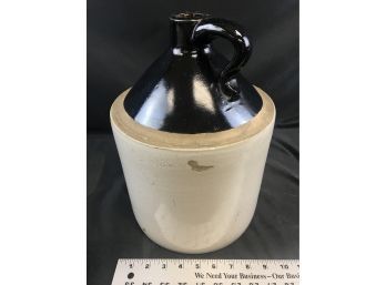 Antique Gallon Pottery Jug With Handle, HeaVy, 13 Inches Tall