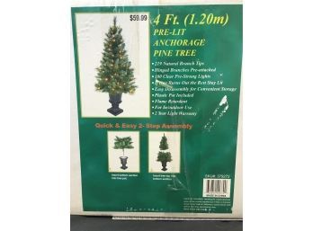 4 Foot Pre-lit Anchorage Pine Tree With Stand And Decoratio