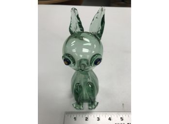 Green Glass Cat 8 1/2 Inches Tall