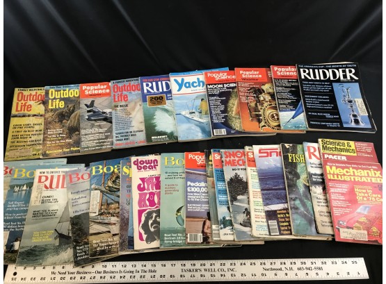 36 Vintage Magazines From Late 60s To Early 70s, Outdoor Life, Popular Science, Boating, Etc.