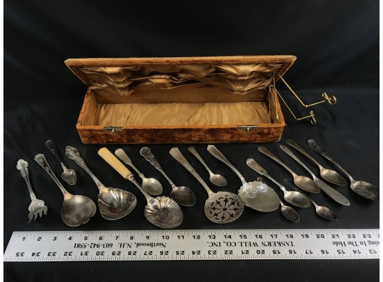 Lot Of Mostly Silver Plated Utensils, With Box, Some Rogers