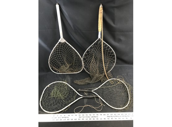 4 Vintage Metal Fishing Nets