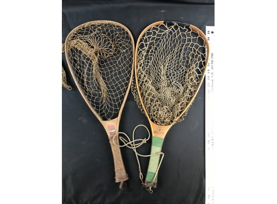 2 Vintage Wood Fishing Nets Orvis, Climax