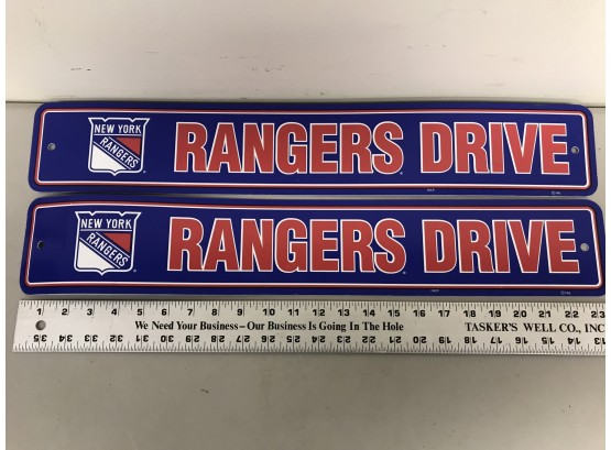 2 Plastic New York Rangers Drive Signs