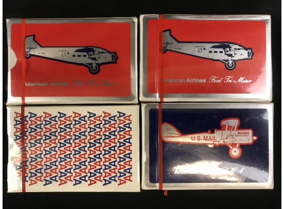 4 Vintage American Airlines Playing Cards Still Sealed
