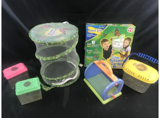 2 Live Butterfly Garden Containers, 4 Bug Containers, Great Items For Children