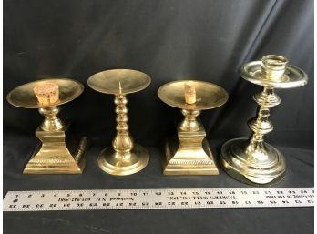 4 Brass Candle Holder Pedestals