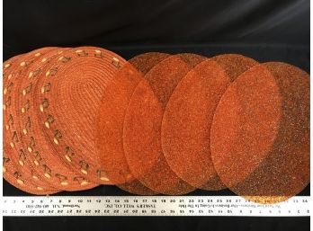 Two Sets Of Four Vintage Orange Placemats
