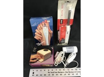 CVS Curling Iron, Compact TravelSmart Hairdryer, Magic Nail Dryers, The Nail Works