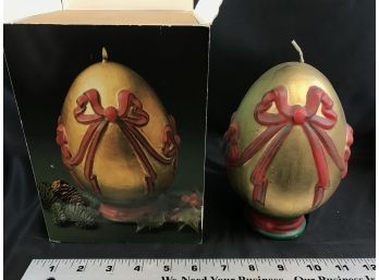 Large Gold Christmas Egg Candle With Box