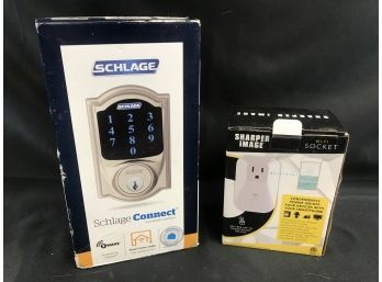 Schlage Connect Lock, Sharper Image Wi-Fi Socket