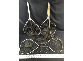 4 Vintage Metal Fishing Nets