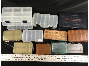 13 Plastic Compartment Containers, Fishing Tackle Boxes, B