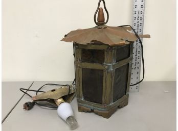 Copper And Brass Hanging Light, 17 Inches Tall