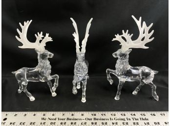 3 Acrylic Reindeer Standing Ornaments For Table Or Mantle