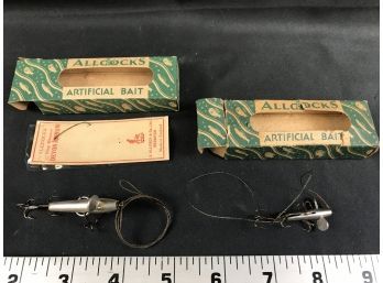 2 AllCocks Artificial Bait Lures 4 Hooks With Boxes