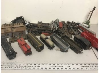 Vintage O Gauge Model Railroad Track, Trains, Transformer