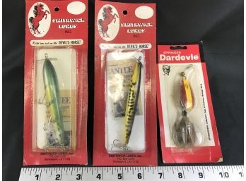 3 Vintage Lures In Boxes, Smithwick Lures And Dardevle