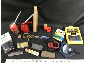 Miscellaneous Lot, Sharpening Stones, Screwdrivers, Oil Cans