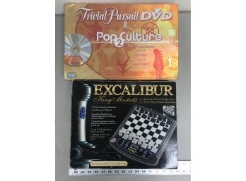 Trivial Pursuit DVD Pop Culture To Game Still Sealed, Excalibur Chess Game Untested