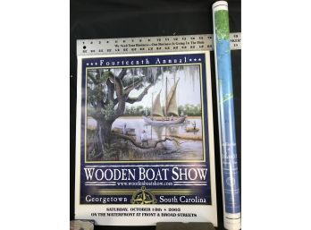 New Aerial Satellite Photo Map Of Long Island Sound And Connecticut Coast, Wooden Boat Show Poster South Carol